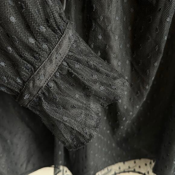 J. Crew Women's Ruffleneck top in clip dot Black XXL - Picture 7 of 11